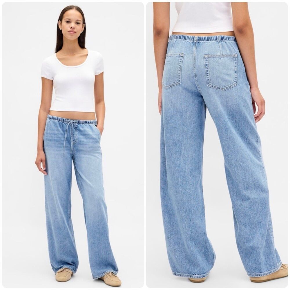 GAP Low Rise UltraSoft Easy '90s Loose Jeans Straight Light indigo Medium Petite